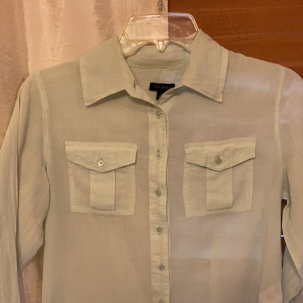 Talbots light blue/aqua button down shirt